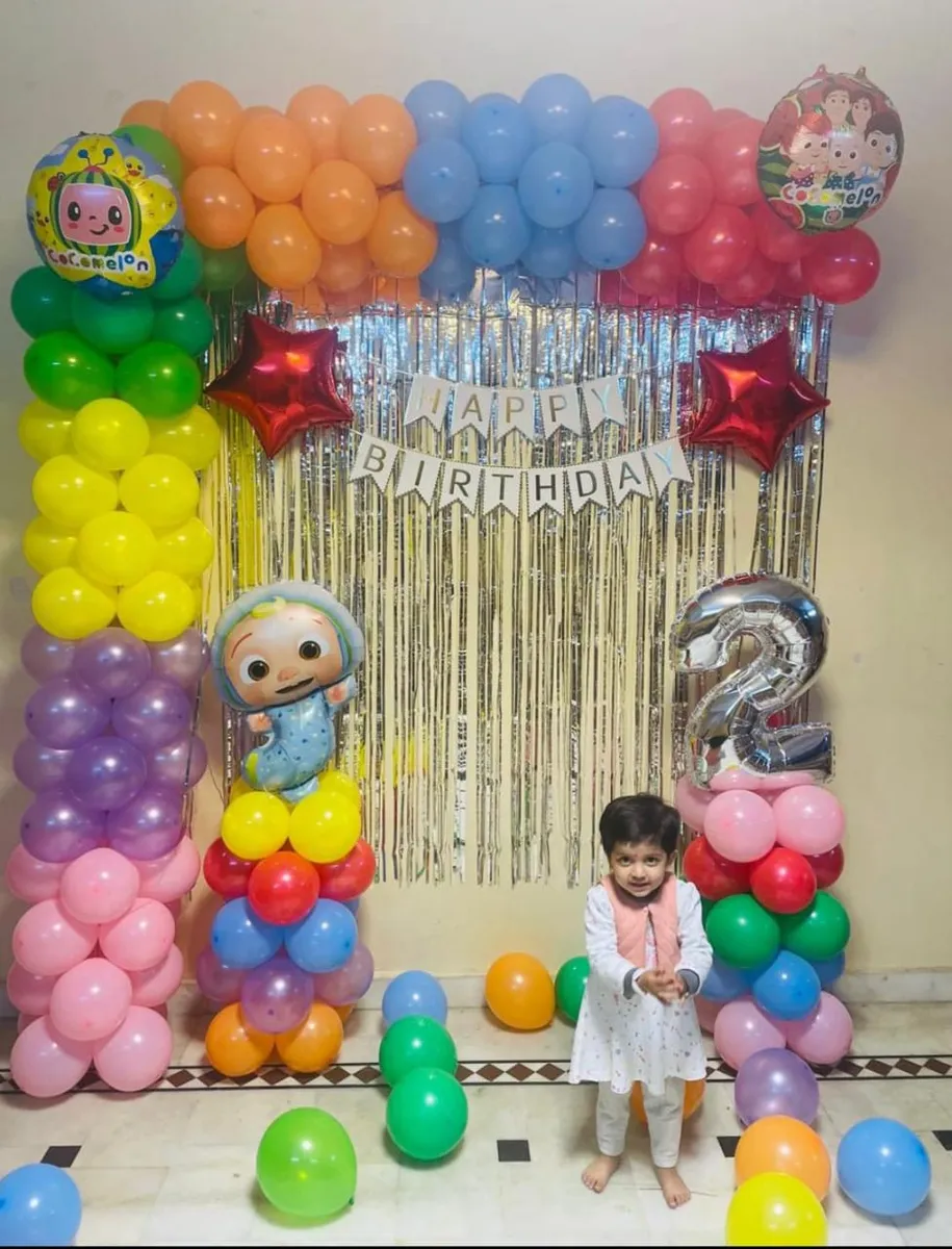 Colourful balloon wall decoration for kids party, Gurugram