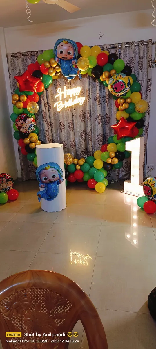 Superhero theme first birthday decoration with number 1 light, Gurugram